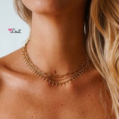 Collier multirangs chainette - pampilles - maille ovale