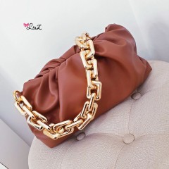 Sac à main boule avec grosse chaîne marron