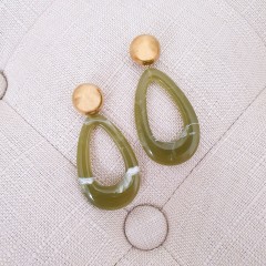 Boucles d'oreille gouttes marbrées vert