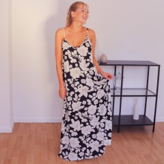 Robe longue summer flower noir