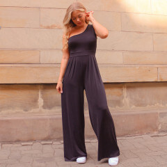 Combinaison asymétrique pantalon fluide noir