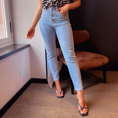 Jeans mom taille haute bleu clair