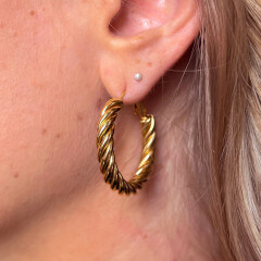 Boucles d'oreilles créoles torsadées dorées