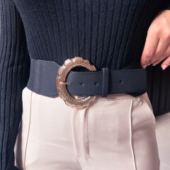 Ceinture ovale doré et martelé noire