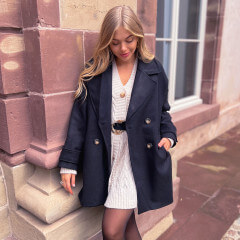 Manteau col blazer feutre noir