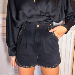 Short en jeans clouté gris