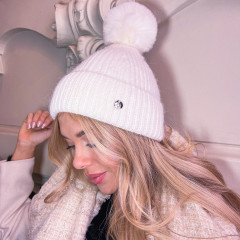 Bonnet pompon blanc