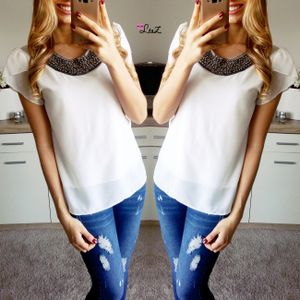 CHEMISIER COLLIER PERLES BLANC