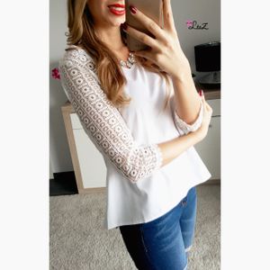 CHEMISIER BLANC MANCHE DENTELLE